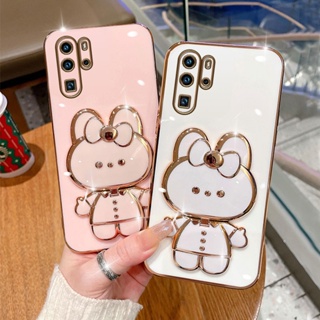 เคสโทรศัพท์มือถือ ซิลิโคนนิ่ม ลายการ์ตูนกระต่าย 3D พร้อมกระจกแต่งหน้า สําหรับ Huawei P20 Lite P30 Lite P20 Pro P30 Pro