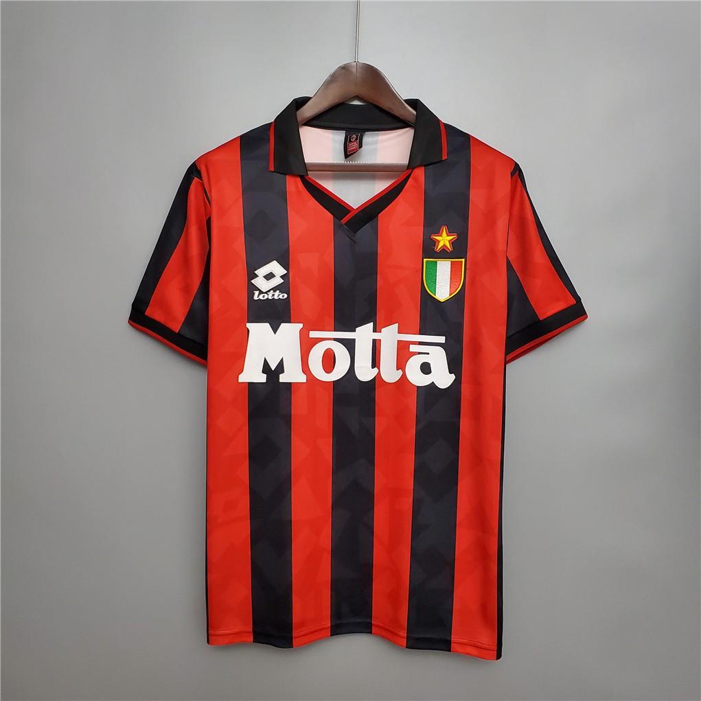 เสื้อโปโลแขนสั้น พิมพ์ลาย AC Milan Jersey 1993 1994 สีแดง สีขาว สไตล์เรโทร สําหรับผู้ชาย และผู้หญิง ไซซ์ 4XL 5XL