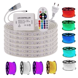 บ้านรสชาติ220โวลต์หลอดไฟLED Strip RGB บลูทู ธ IP67 ไฟ LED เทปยืดหยุ่นกันน้ำ 60led/M พร้อมปลั๊ก ไฟเส้น ไฟตกแต่งห้
