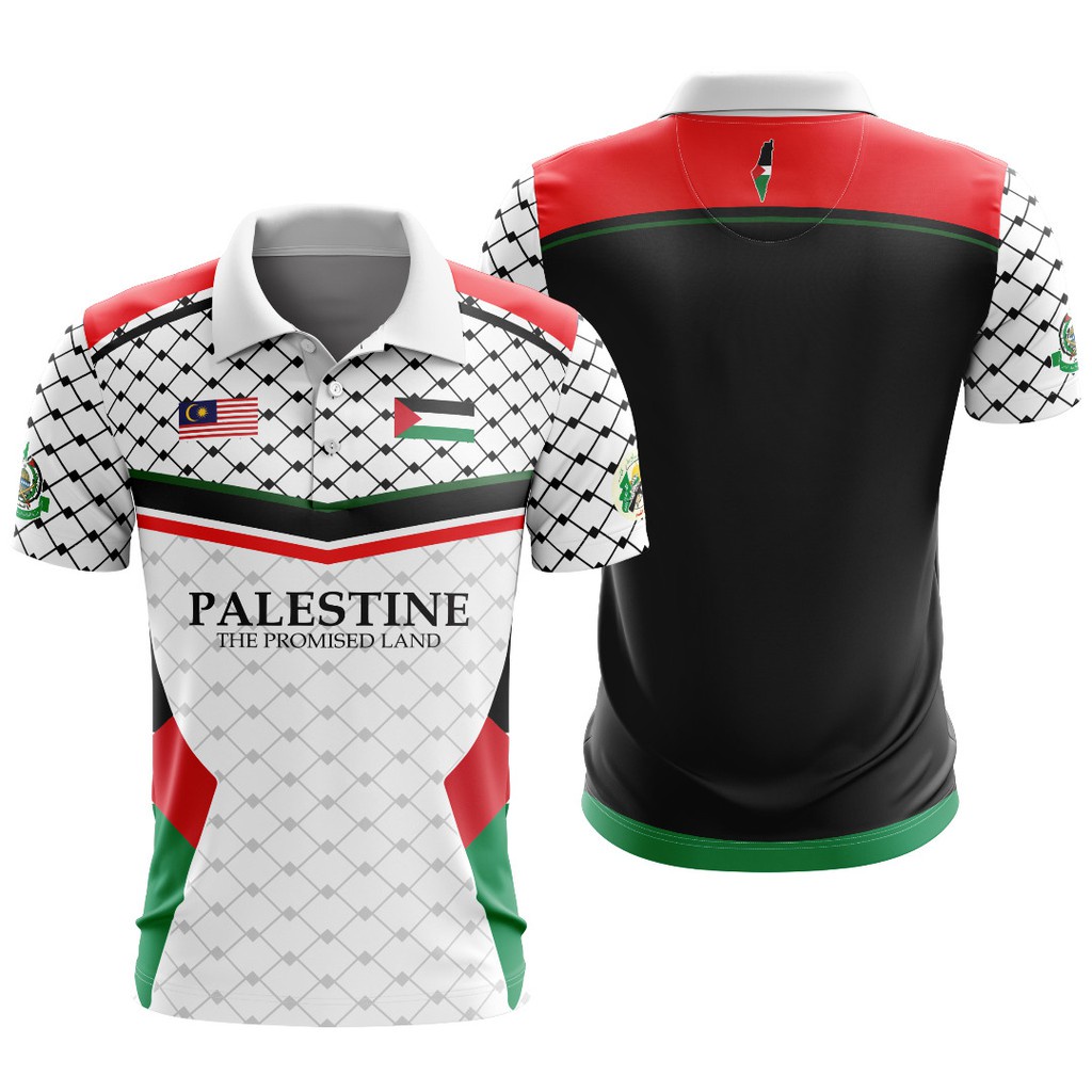 เสื้อโปโล Duisui FREE PALESTINE แบบเต็มตัว | Jersi ปาเลสไตน์
