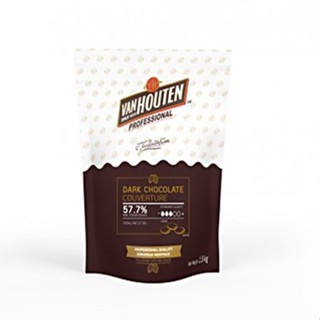 VANHOUTEN EXTRA DARK CHOCOLATE COUVERTURE ช็อกโกแลต แวนฮูเต็น เอ็กซ์ตร้า ดาร์คช็อกโกแลต คูเวอร์เจอร์ 57.7% ขนาด 1.5kg