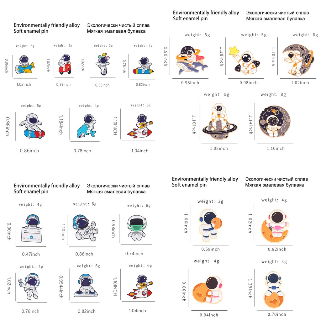 การ์ตูนนักบินอวกาศปกขาน่ารักดาวเคราะห์คนต่างด้าวเข็มกลัดดาราศาสตร์ตราเสื้อผ้ากระเป๋าเป้สะพายหลังหมวกอุปกรณ์เสริมของขวัญให้เพื่อน - รูปที่ 5