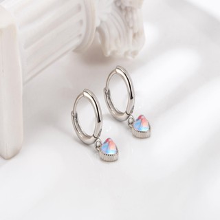 925 Sterling Silver Moonstone Heart Hoop Earrings Women Girls Jewellery Gift