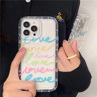 เคสโทรศัพท์มือถือแบบนิ่ม TPU ใส หนา กันกระแทก ลายหัวใจ หลากสี เรียบง่าย สําหรับ IPhone 14 13 12 11 Pro XS Max XR X 8 7 6 6S Plus