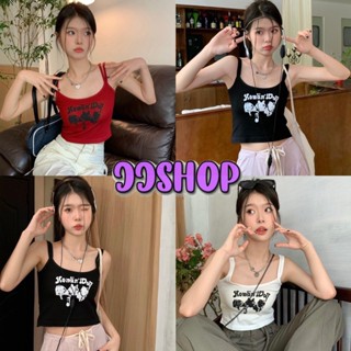 JJ shop 💜พร้อมส่ง เสื้อกล้าม มีฟองน้ำผ้าร่องเล็กๆ มี 2สายปังสุดๆ เสื้อลายตัวอักษร"FY6603"