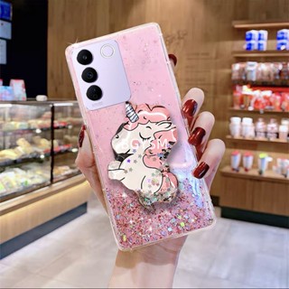 ใหม่ เคสโทรศัพท์มือถือใส แบบนิ่ม ลายการ์ตูนยูนิคอร์น มีป็อบอัพ สําหรับ VIVO V27 V27e V27 Pro X90 Pro 4G 5G 2023 V275G