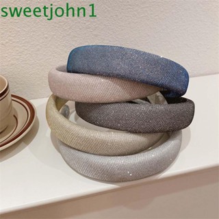 Sweetjohn ที่คาดผมฟองน้ํา ผ้าไหม แวววาว สไตล์เกาหลี น่ารัก ของขวัญปาร์ตี้ ล้างหน้า ออกแบบแฟชั่น