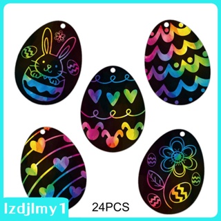[Lzdjlmy1] 24x Easter Egg Scratch Paper Painting Toys Drawing for Kids Supplies School