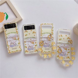 เคสโทรศัพท์มือถือแบบแข็ง กันกระแทก ลายดอกทานตะวัน กระต่าย สําหรับ Samsung Galaxy Z Flip 4 Z Flip 3 5G