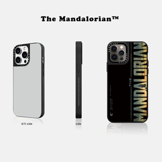 Casetify X The Mandalorian เคสโทรศัพท์มือถือแบบกระจกแข็ง ลายโลโก้ สีดํา สีเงิน พร้อมกล่อง สําหรับ IPhone 12 13 14 Pro Max