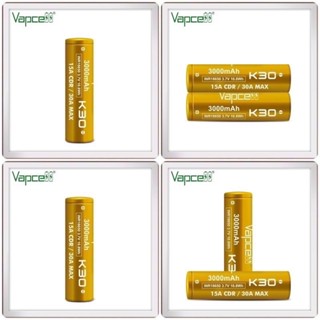 Vapcell K30 3000mAh 30A[ส่ง]แท้ 💯% พร้อมกระเป๋า แท้เช็คCodeได้ทุกก้อน[แถมปลอกถ่านให้ฟรี1คู่] ถ่าน