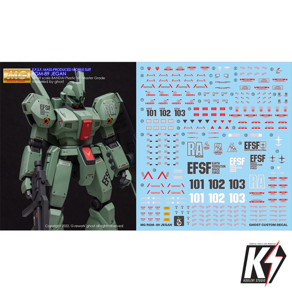 Waterdecal CG MG RGM-89 Jegan #ดีคอลน้ำสำหรับติดกันพลา กันดั้ม Gundam พลาสติกโมเดลต่างๆ