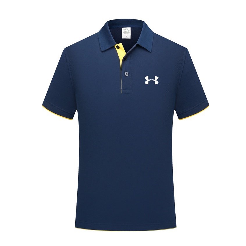 เสื้อโปโลผู้ชาย AU Golf สีทึบ ผ้าฝ้ายแขนสั้น ระบายอากาศได้ดี เทรนดี้สำหรับใส่ลำลองในฤดูร้อน