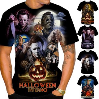 ใหม่ เสื้อยืดลําลอง แขนสั้น คอกลม พิมพ์ลาย Michael Myers 3D โอเวอร์ไซซ์ แฟชั่นสําหรับผู้ชาย ผู้หญิง ไซซ์ S-8XL