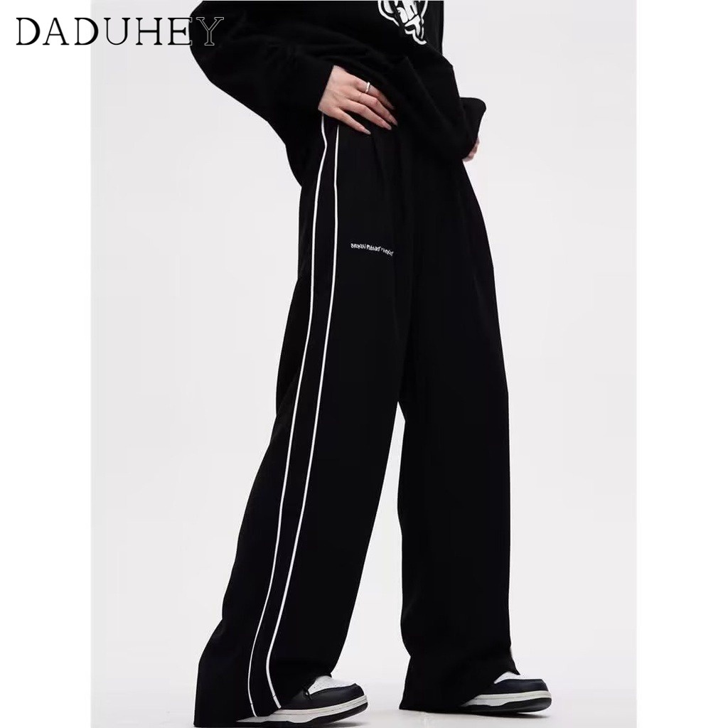 DaDuHey New American Style ins Street-striped Women's Sports Pants High Waist Loose Casual Pants Small jogging pants Cargo Pants