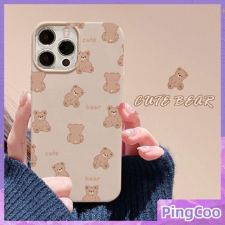 PingCoo - Candy Case For iPhone 14 13 12 11 Plus Pro Max XR TPU Soft Glossy Khaki Case Cartoon Bear Camera Protection Shockproof Back Cover