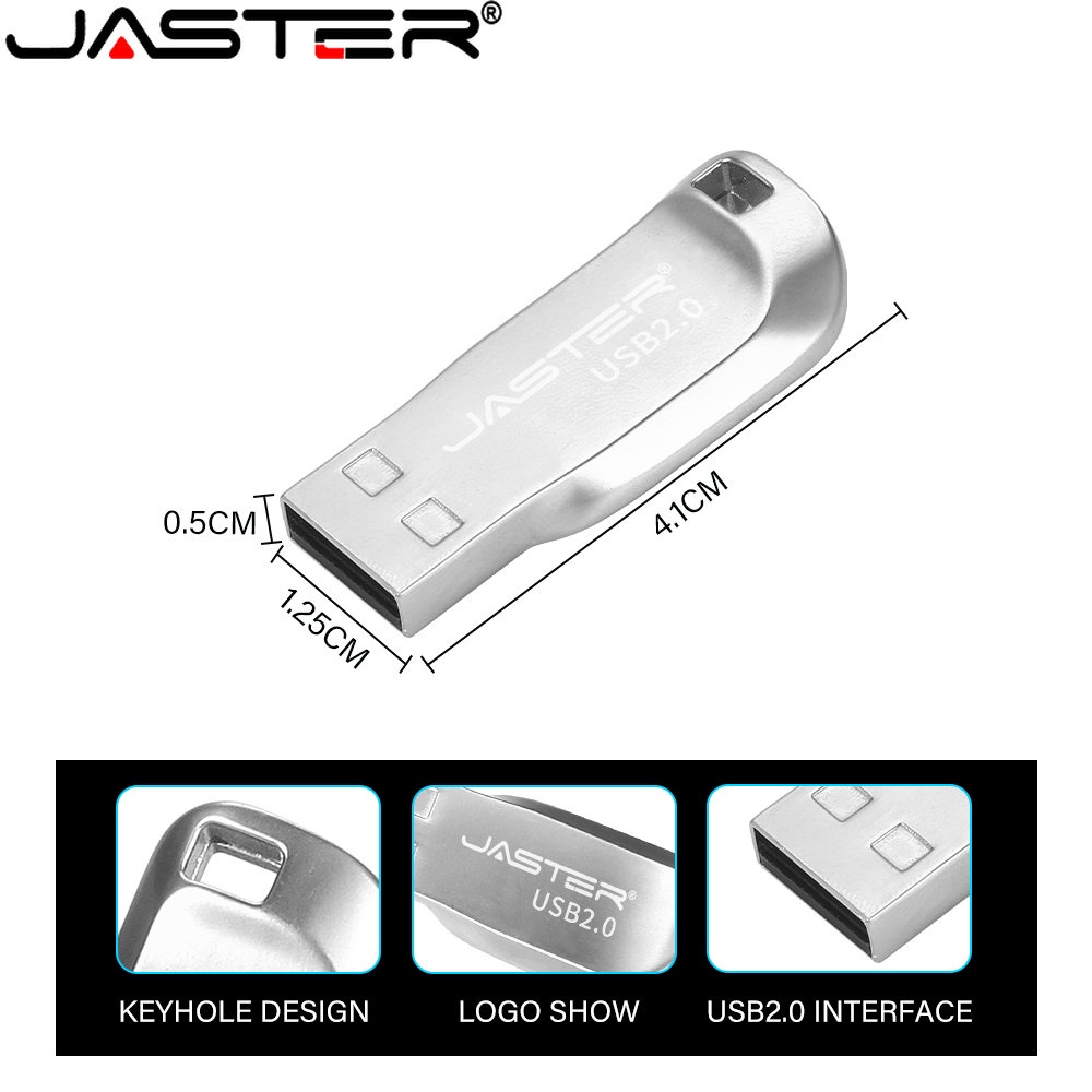 Jaster แฟลชไดรฟ์ USB โลหะ 128GB 1 ชิ้น ฟรีโลโก้ปากกา 64GB รูปที่ 2