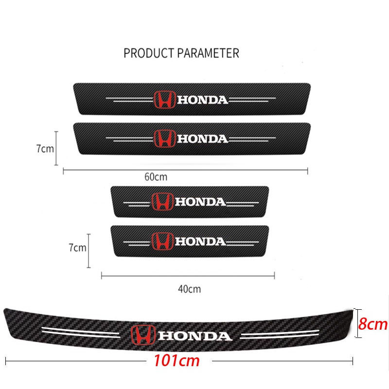 Anti-Scratch คาร์บอนไฟเบอร์รถประตูสติกเกอร์สําหรับ Honda Jazz GE GG GH GP GK3 Gk5 GK7 Mugen Typre RS
