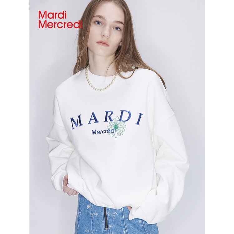 เสื้อกันหนาว คอกลม ผ้าฝ้าย พิมพ์ลายดอกเดซี่ ขนาดเล็ก สําหรับผู้ชาย และผู้หญิง
