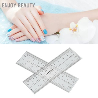  Enjoy Beauty 10PCS เล็บปลอมไม้บรรทัดวัดมืออาชีพแบบพกพาโปร่งใสเล็บพีวีซีนุ่มไม้บรรทัดสำหรับเครื่องมือวัดเล็บ