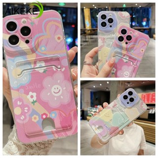 เคสโทรศัพท์มือถือแบบนิ่ม ใส พร้อมช่องใส่บัตร ลายหน้ายิ้ม สําหรับ Realme 9 Pro Plus 9i 8 8i 8s 4G 5G 5 5i 5s 6i C15 C3 V25 V13 Q5 Q3 Q3S Q3T Narzo 50 Pro 30 20A 10 เคส