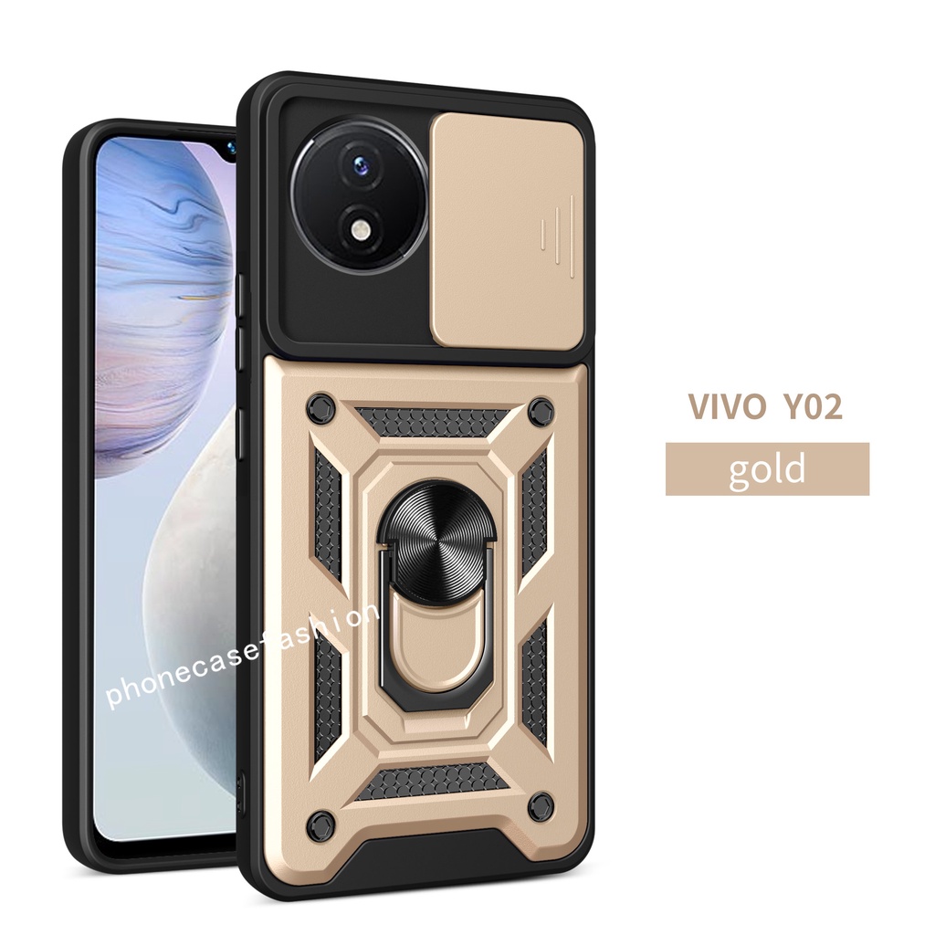 เคสโทรศัพท์มือถือ ป้องกันกระแทก พร้อมแหวนแม่เหล็ก สําหรับ Vivo Y02T Y02A Y02 Yo2 - รูปที่ 2