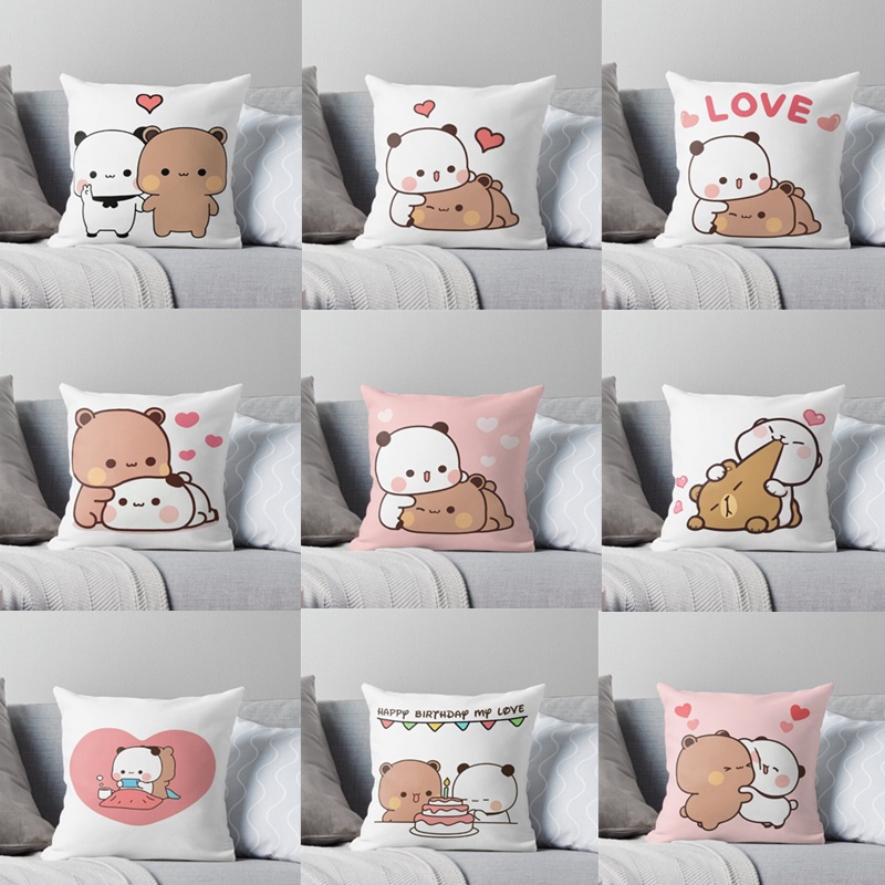 2023 45x45 ซม. แพนด้า หมี กอด Bubu duda Mochi พีช แมว หมอนโยน ห้องนอน โซฟา เตียง แฟชั่น ปลอกหมอน ตกแต่ง บูติก ของขวัญ