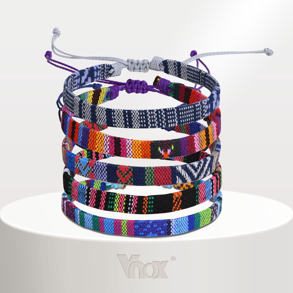 Vnox สร้อยข้อเท้า เชือกโซ่ ปรับได้ หลายสี สไตล์โบโฮ เครื่องประดับชายหาด แฟชั่นสําหรับผู้ชาย และผู้หญิง