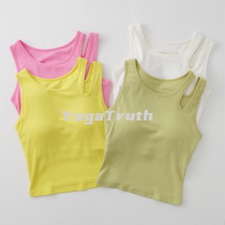 【YOGATRUTH】สปอร์ตบรา พร้อมแผ่นรองหน้าอก สีแคนดี้ สําหรับออกกําลังกาย วิ่ง พิลาทิส