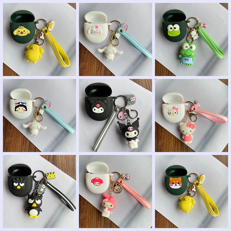 Ins เคสการ์ตูนสําหรับ QCY T18 MeloBuds Case น่ารักพร้อมพวงกุญแจซิลิโคนหูฟังบลูทูธฝาครอบกล่องได้ยิน