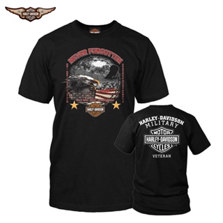 ขาย[hot]Harley-davidson Mens Veteran Graphic T-shirt - Never Forgotten Mens Top Tee Cal Style Street Wear VOrD（S-5XL）