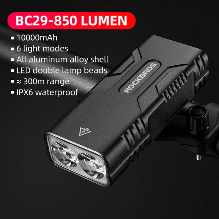 【TH Delivery】ROCKBROS ไฟหน้าจักรยาน 850LM 6 โหมด ชาร์จ กันน้ําIPX6 อุปกรณ์เสริม สําหรับจักรยานเสือภูเขา — صورة 2