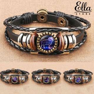 Ellastore123 สร้อยข้อมือหนังเทียม อัลลอย สไตล์พังก์ วินเทจ สําหรับท่องเที่ยว