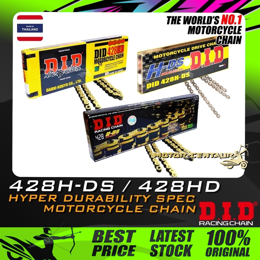 RANTAI DID RACING CHAIN 428HD 428H-DS 108L,114L,112L,132L GOLD/STEEL COLOR