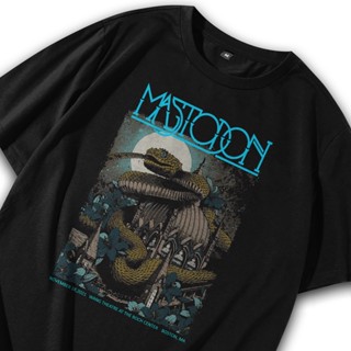 oversize T-shirt เสื้อยืดลําลอง แขนสั้น พิมพ์ลายวงดนตรี Mastodon Baju Band Original Metal Punk สีดํา สไตล์วินเทจ สําหรับ