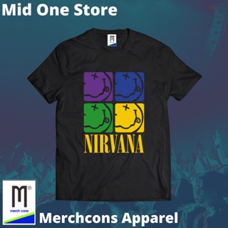 oversize T-shirt Mod105/kaos BAND NIRVANA ป้ายแท็กโลโก้ MERCHCONS ไซซ์ด้านนอก / KAOS Music DISTRO S-5XL