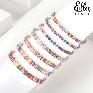 Ellastore123 สร้อยข้อมือ ประดับลูกปัดเพทาย หลากสี ปรับได้ สําหรับผู้หญิง ปาร์ตี้