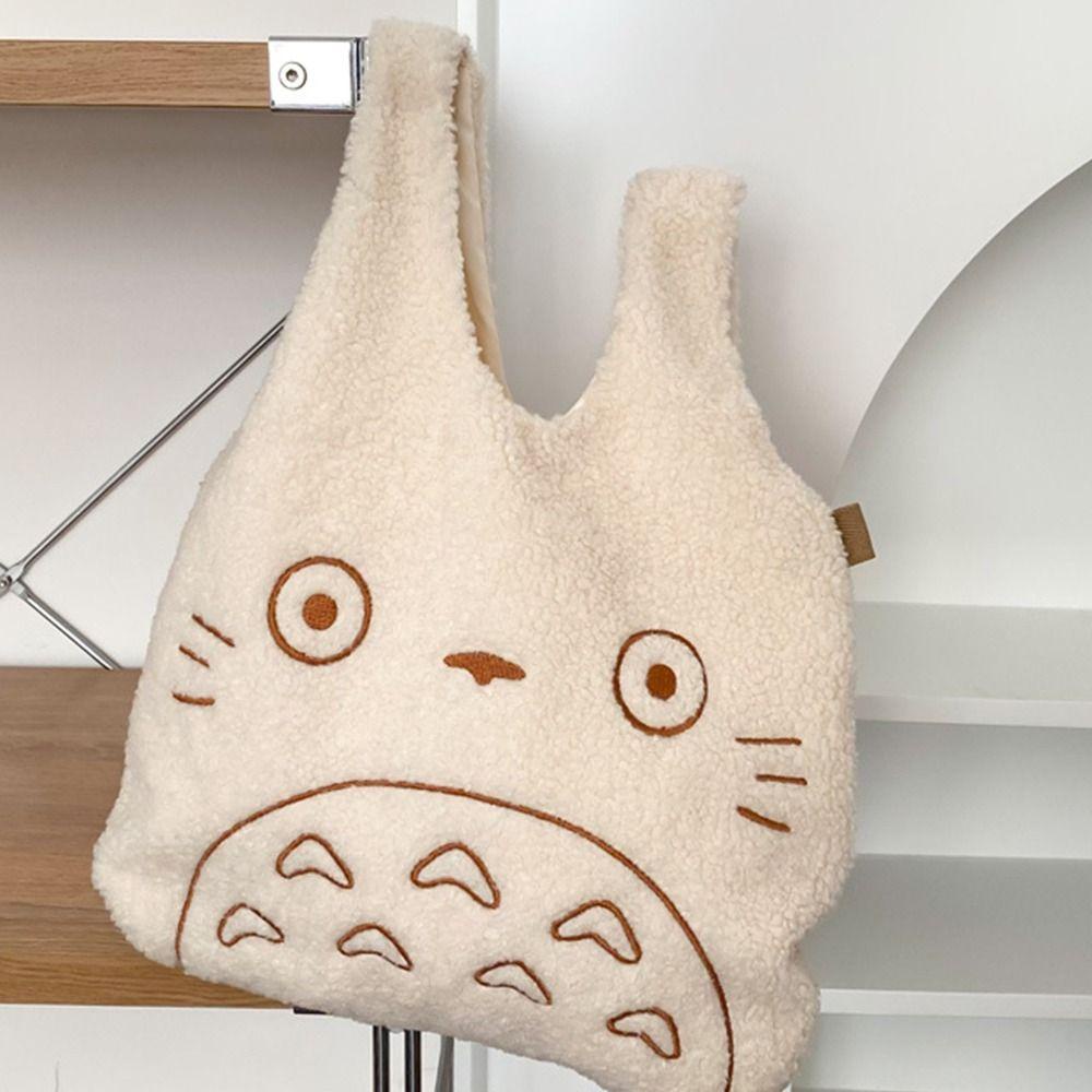 UUMIR  การ์ตูน Totoro หญิงพิมพ์นักช้อปแฟชั่นสําหรับสุภาพสตรีกระเป๋าผ้า Lamb ผ้า