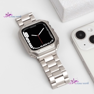 เคสป้องกัน TPU นิ่ม + สายโลหะ สําหรับ apple watch 8 ultra se 7 6 5 4 44 มม. 40 มม. 41 มม. 45 มม. 42 มม. 38 มม. 49 มม. สาย iwatch สเตนเลส + เครื่องมือ