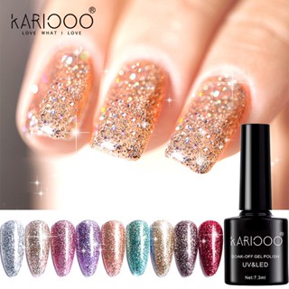 KARIOOO สีกลิตเตอร์ สีเจล น้ำยาทาเล็บเจล กลิตเตอร์ สีทาเล็บเจล กากเพชร เม็ดสีแน่น สีทาเล็บ ขนาด 7.3ML   K5