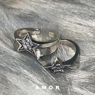 Y2k Vintage Pentagram Diamond Ring Ring Star End Five Diamond Ring Ring Adaptable Ring Design Niche