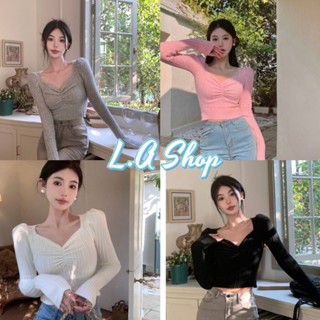 L.A Shop พร้อมส่ง  เสื้อไหมพรมแขนยาว คอวี ผ้านิ่มใส่สบายมากสีพาสเทลน่ารักๆ "9075"