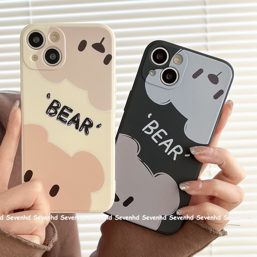 เคสป้องกันโทรศัพท์มือถือ ลายการ์ตูนหมีน่ารัก สําหรับ iPhone 15 14 13 12 11 Pro Max SE2020 X XR Xs Max 7 8 Plus