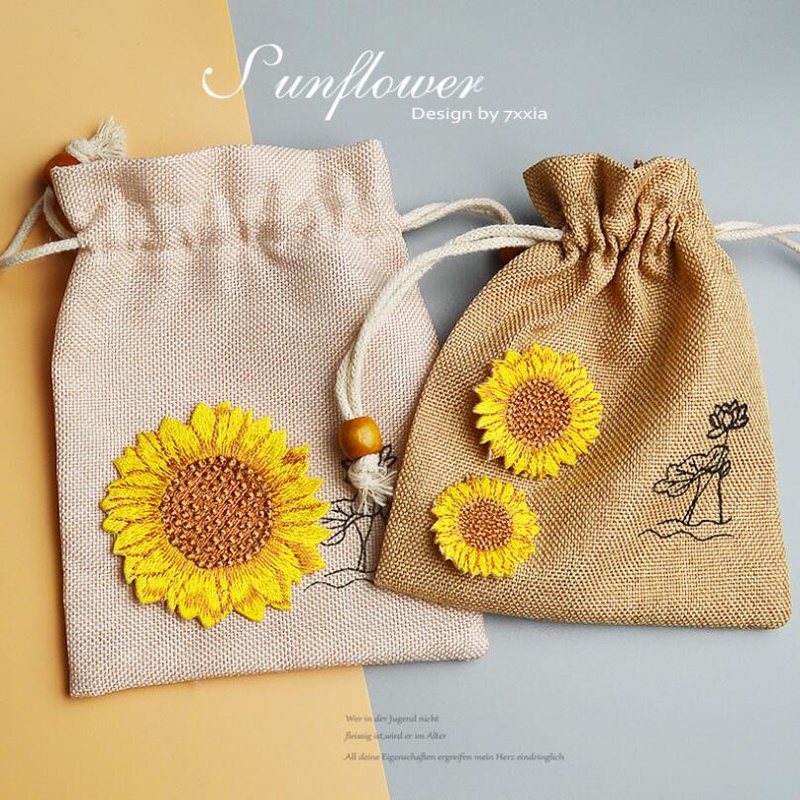 5 ชิ้น DIY แผ่นแปะดอกทานตะวันเหล็กบนแพทช์สําหรับเสื้อผ้า, กระเป๋า