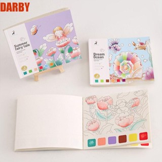 Darby สมุดระบายสี พร้อมแปรง และกระดาษสีน้ํา สําหรับเด็ก และผู้ใหญ่