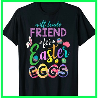 เสื้ เสื้อยืดผ้าฝ้ายพิมพ์ลาย เสื้อยืด พิมพ์ลาย Happy Easter 2022 Sayings Friend Trade Eggs Bunny สําหรับผู้ชายS-5XL