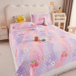 Dansunreve ผ้าคลุมเตียง bed cover ผ้าคลุมเตียง ลายดอกไม้ พร้อมผ้าคลุมเตียง ลูกไม้ หนานุ่ม เป็นมิตรกับผิว สําหรับเตียงควีนไซซ์ คิง