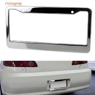 [risingmp] 1PCS Chrome Stainless Steel Metal License Plate Frame Tag Cover With Screw Caps