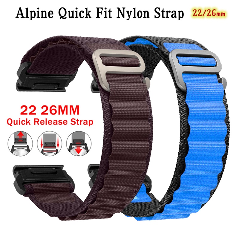 26 มม.22 มม.Alpine Nylon Loop Band กีฬา Quick Fit สายรัดสําหรับ Garmin Marq 2 Epix Gen2 Tactix 7 Pro Delta Solar