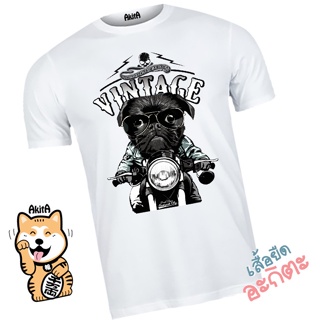 เสื้อยืดลายหมาขี่มอเตอร์ไซค์ Vintage motorcycle dog_07S-5XL